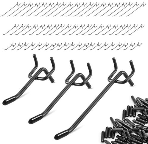 60 Stück Lochwand Haken 5.5/10.5/15.5cm Lochwandhaken Supermarktregale | Stecktafel Haken Lochwand Zubehör Eisen für Baumärkte Regal Werkstatt Aufhängen von Waren Display Board 2.5 cm Lochabstand