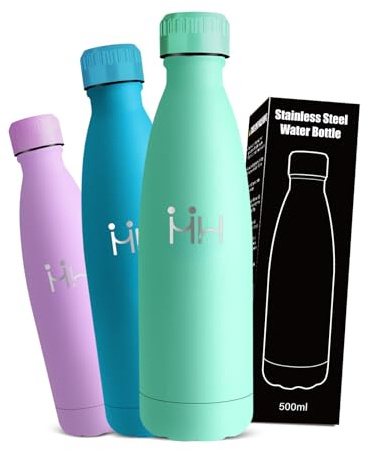Mujigaga Borraccia Termica, Borraccia 500 ml, Senza BPA, Borracce Acciaio Inox, Senza Perdite, Borracce 0,5 litri, Acciaio Inossidabile 18/8, Thermos per Palestra, Sport, Viaggio, Scuole
