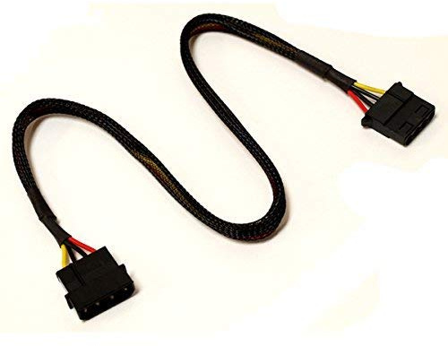 okgear 4-Pin Male to Female Molex Fan Power Extension Cable, Sleeved, 18 inches