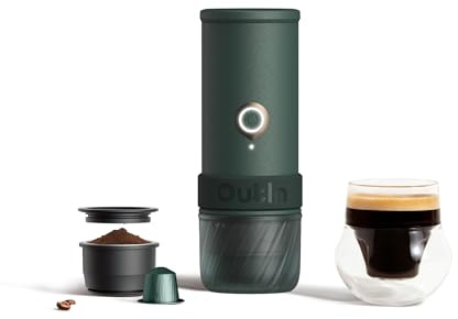 OutIn Mino Tragbare Elektrische Espressomaschine, Moss Green | USB-C-Selbstheizung im Taschenformat, für Reisen, Camping und Höhenlagen