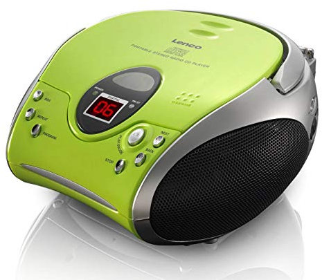 Lenco SCD24 - CD-Player für Kinder - CD-Radio - Stereoanlage - Boombox - UKW Radiotuner - Titel Speicher - 2 x 1,5 W RMS-Leistung - Netz- und Batteriebetrieb - Hellgrün