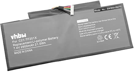 vhbw 1x Batterie Compatible avec ASUS Transformer Pad TF300T, TF300, TF300TL, TF300TG Tablette Pad (2900mAh, 7,5V, Li-polymère) - Remplacement pour C21-TF201X