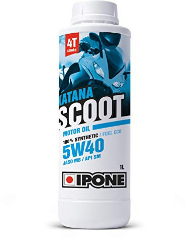 IPONE - Huile Moteur Scooter 4 Temps 5W40 - Katana Scoot - Pour Scooters et Maxi-Scooters - 100 % Synthétique - Meilleures Performances Moteur – Economie de Carburant - Protection Moteur-1L