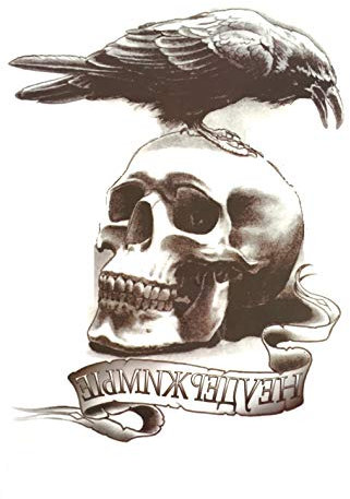 STRASS & PAILLETTES - Grand Tatouages éphémères Crane. Tete de Mort Corbeau Noir et Blanc Waterproof. Tatoo temporaire Or - Bijou de Peau