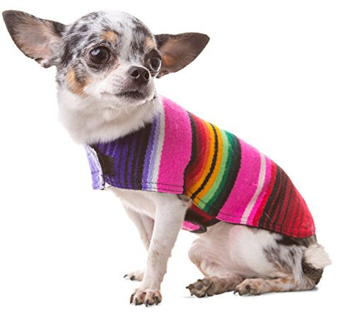 Hundebekleidung, handgefertigter Hundeponcho aus authentischer mexikanischer Decke, Rosa, Größe XS