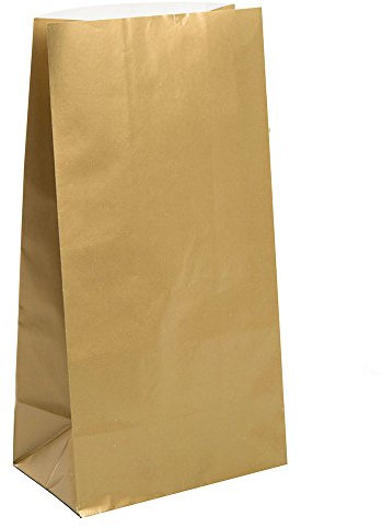 Unique Party 59019 - Buste Regalo in Carta Oro Metallizzato per Feste, Confezione da 10