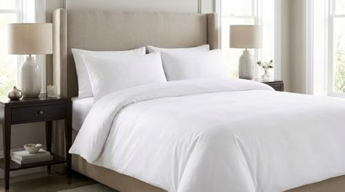 The House of Emily White 100% Cotton Duvet Cover Set 200 Thread Count King Size 3 Piece Set with 1 Duvet Cover and 2 Pillowcases