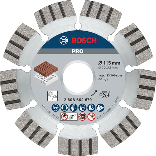Bosch 1x PRO Abrasive Diamond Cutting Disc | for Lime and sand bricks, Brick, Ø 115 mm, Professional Accessory Small Angle Grinder
