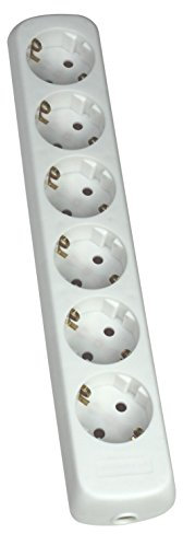 as - Schwabe Regleta de enchufes de 6 vías - Enchufes girados 45° - Enchufe múltiple sin cable - Enchufe múltiple atornillado - IP20 Enchufe múltiple para interiores - Blanco I 11711
