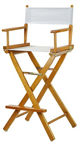Casual Home 30 Director's Chair Honey Oak Frame-with White Canvas, Bar Height