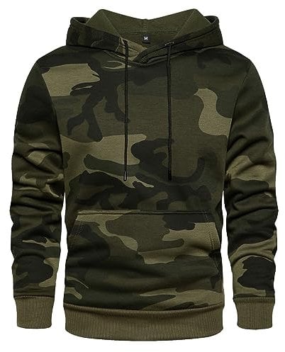 MANLUODANNI Herren Pullover Fleece Sweatshirt Camouflage Hoodies Army Green M