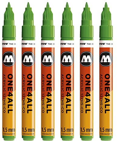 Molotow One4All 127HS-CO Acryl Marker (1,5 mm Strichstärke, hochdeckend und permanent, UV-beständig, für fast alle Untergründe) 6 Stück Farbe 222 kacao77 universe green