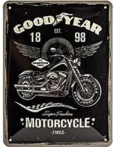 Nostalgic-Art Plaque vintage Goodyear – Motorcycle – Idée de cadeau pour les fans de motos, en métal, Design retro pour la décoration, 15 x 20 cm, 26224