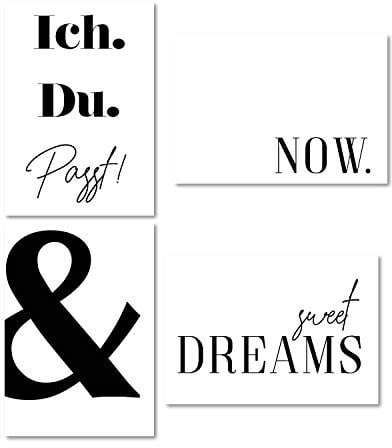 #detailverliebt Typo Poster-Set I dv321 I DIN A4 I 4 Print Plakate mit Sprüchen: Ich Du passt sweet dreams & Now I Statement modern I schwarz weiß