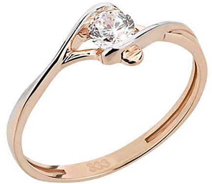 Ardeo Aurum Damenring aus 333 Gold bicolor Weißgold Rosegold mit Zirkonia im Brillant-Schliff Spannfassung Verlobungsring Solitär-Ring