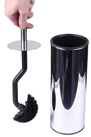 Showerdrape Nexus Stainless Steel Bathroom Toilet Brush & Holder, Curved Brush, Mirror Finish