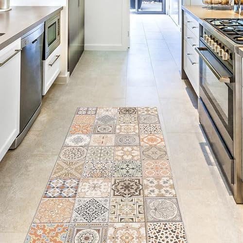 CREARREDA Alfombra Vinílica Cocina y Baño Antideslizante Lavable, Diseño Italiano Moderno, Impermeable, Decorativa, Resistente, Fácil Limpieza, Antimanchas, Higiénica, Made in Italy