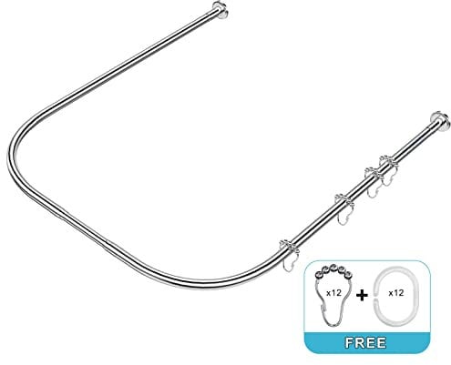 Misounda Duschvorhangstangen U Form Rundbogen Halterung 90x(80-120) x90cm, 304 Edelstahl Duschspinne Duschschirm Duschvorhangwinkelstangen, FüR Badezimmer, KüChe, Umkleidekabine.