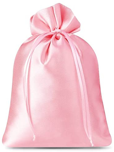 SAKETOS Satin Beutel Säckchen Stoffsäckchen mit Zugband Satinbeutel Säckchen mit Zugband Geschenkbeutel Säckchen Schmuck Beutel Geschenk Säckchen Schmuckbeutel I 5 Stück 22 x 30 cm – Hellrosa