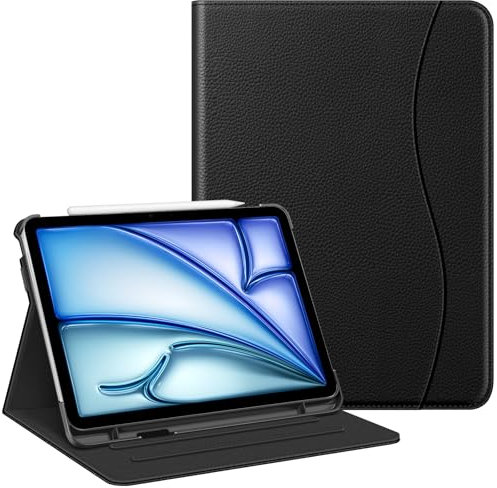 Fintie Funda para iPad Air 11 Pulgadas M2 (2024), iPad Air 5ª Gen 2022 / 4ª Gen 2020 10,9 Pulgadas, multiángulo de visión Folio Stand Funda Protectora con Ranuras-Negro