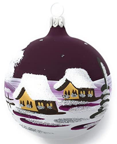 Generisch Christbaumkugel Midi Glas-Kugel Weihnachtskugel Baumbehang Handarbeit Lauscha, : voll - brombeer