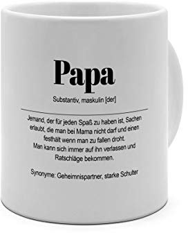 XXL Riesen-Tasse mit Definition Papa - Tasse mit Spruch, Wörterbuchtasse, Geschenktasse, witzig, Kaffeebecher, Becher, Jumbo-Tasse, Riesen-Becher - Farbe Weiß