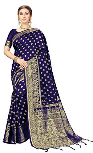 Nivah Fashion Women's Kanjivaram Banarasi Art Silk Saree with Blouse Piece (Blue)