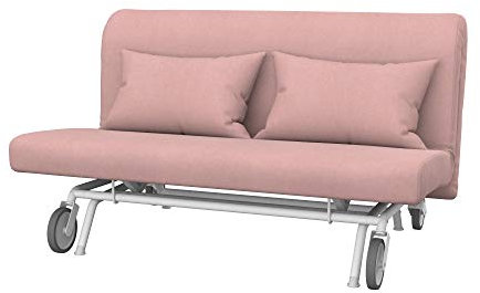 Soferia Kompatible Ersatzbezug fur PS 2er-Bettsofa, Stoff Majestic Velvet Blush Pink (FLECKENABWEISEND und WASSERABWEISEND), Rosa