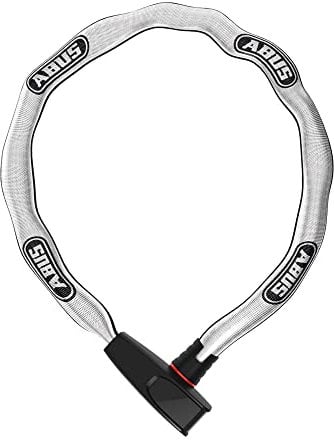 ABUS Kettenschloss Catena 6806K – Leichtes Fahrradschloss aus gehärtetem Stahl mit modischem Textilschlauch – Vierkantkette mit ABUS-Sicherheitslevel 6 – 85 cm – reflektierendes Grau