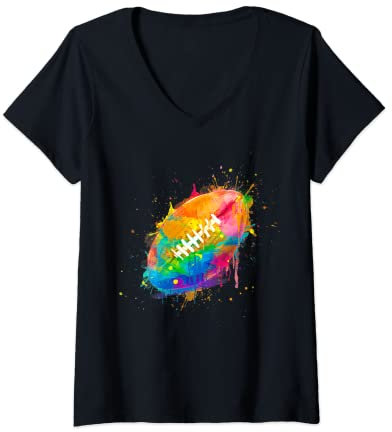 Damen American Football Kostüm Jersey für Kinder Frauen Football T-Shirt mit V-Ausschnitt