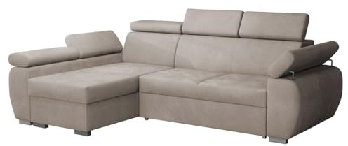 Mirjan24 Ecksofa Boston Mini, Eckcouch mit Schlaffunktion und Bettkasten, Polsterecke mit Einstellbare Kopfstützen, L-Sofa, Polstergarnitur, Wohnlandschaft (Paros 2, Seite: Links, LC+2r)