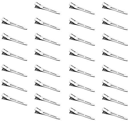 Csirnto Haarklammern Silber: 30 Stück Metall Haarklammern Clips Haare Haarspangen zum Basteln Silber Metallklemmen Haarklippse mit Löchern für Frauen - Erwachsene Unisex