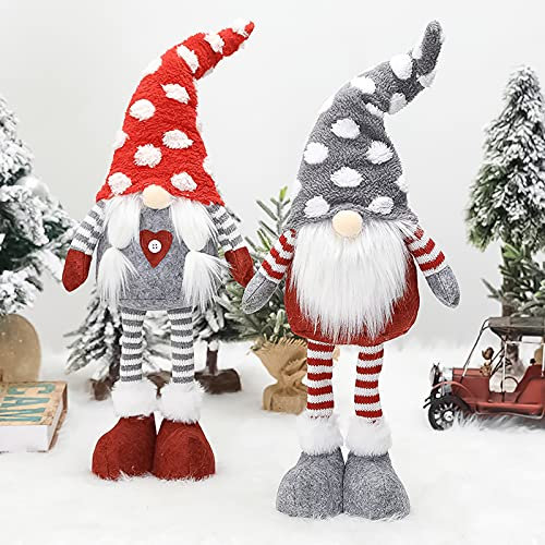 FONDUO Wichtel Deko Valentinstag Große Wichtel Figuren Teleskopbeine/Sitzhaltung Valentinstag Zwerg Stehend Puppe Plüsch Wohnzimmer Ornamente Hochzeit deko Geschenke Für Freundin (B-Sitzen+Stand)