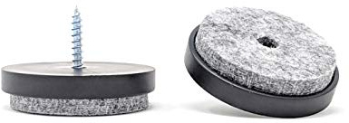 40mm Screw-On Felt Furniture Pads, Sofa Feet Glides (Black, Pack of 4, Free 2mm Drill Bit) - Made in Germany
