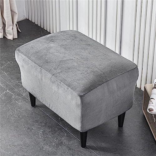 Highdi Ottomane Schonbezug Hocker Bezug, Samt Hocker Husse für Fußhocker Rechteckig, Grau Stretch Bezug Ottomane Abdeckung Überzug Hocker Protector Waschbar Hockerabdeckung