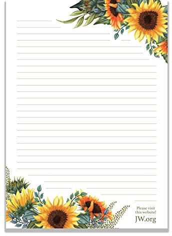 JW Briefpapier, A4-Format, liniert, Geschenk-Notizblock, große Sonnenblumen