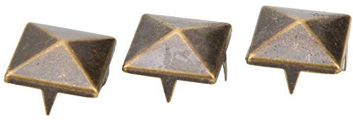 100 Stück Pyramidennieten, 12mm Quadratische Messing Punknieten, Bronze 4 Krallen Metall Nieten Perlen Leder Deko Vierkantnieten für Schuhe, Taschen, Armbänder, Kleidung