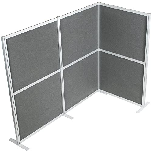 VIVO L-Shape Modular Corner Wall System, 3 Panels, Modern Professional Office Cubicle Dividers, Freestanding Privacy Screen, 66 inches High, Dark Gray, PP-MWS63D-L
