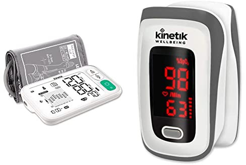 Kinetik Wellbeing Smart Blood Pressure Monitor - Used by The NHS – BIHS & ESH Validated & Finger Pulse Oximeter – in Association with St John Ambulance