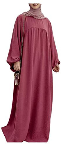 Frauen Abaya Kleid Ramadan Islamische muslimische Kleidung Krepp Ballon Ärmel Abaya Kleid Jilbab Afrikanische Türkische Robe Dubai Outfits