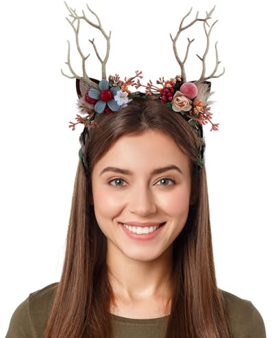 Makone Weihnachten Stirnband Rentier Ohren Geweih Stirnband, Frauen und Mädchen Weihnachten Haarschmuck für Weihnachten, Cosplay, Halloween, Foto Requisiten (reindeer antlers)