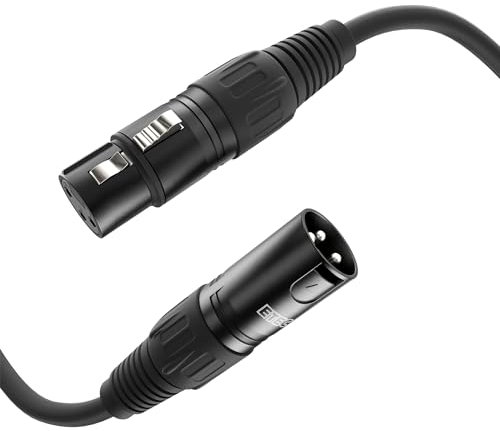 ETEC, cable XLR, cable de micrófono, conector XLR a conector XLR, cable de conexión XLR, Negro, 1,50 m