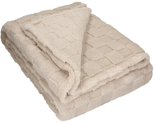 Betz Kuscheldecke Flauschig Sofa Fleecedecke Venedig - Wohndecke XXL Warm Sofadecke Decke Couch Größe 150x200 cm Farbe Taupe