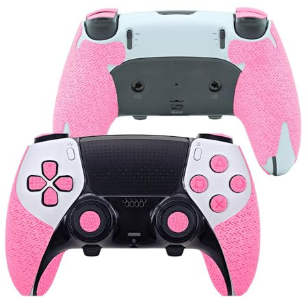 Poignée de manette pour PS5, kit de peau texturée, pour PS5DualSense/Edge, antidérapant, absorbant la transpiration, poignées de manette, boutons (PS5 DualSense Edge, rose fluo normal)