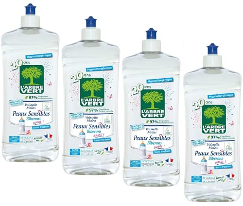 L'Arbre Vert Liquide Vaisselle Peaux Sensibles Biberons 750 ml - Lot de 4 - Vendu Par Lot