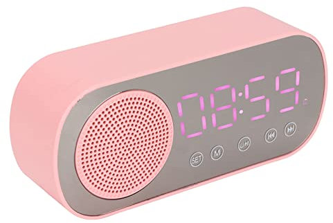 flexman Bluetooth Speaker Alarm Clock, HIFI LED Mirror Screen Alarm Clock Radio with Dual Alarm Clock Function, Rechargeable USB Digital Clock Speaker for Home Office