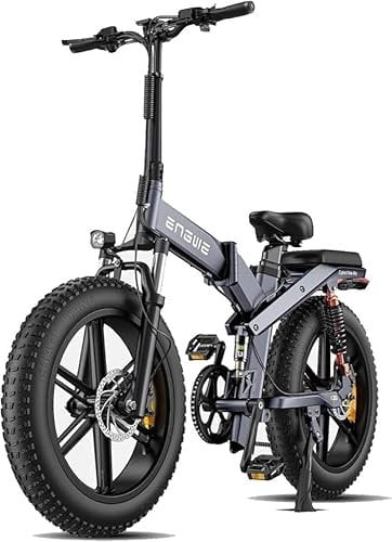 ENGWE MTB Electric Bikes for Adults, X20 Folding Electric Bike for Adults - Battery 22.2 Ah Long Range 150 km, 20 Inch × 4.0 Fat Tire All Terrain E-Bike, 8 Gear, Triple Suspension