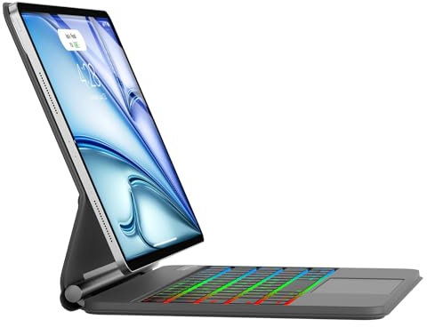 WAVATA Magic Keyboard iPad Air 11 (M2) 2024 - Funda con Teclado Español Ñ Teclado Bluetooth Inalámbrico Desmontable con Funda y Portalápices para iPad Air 10.9