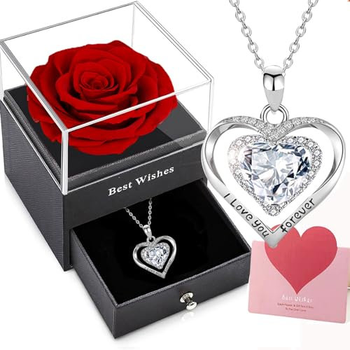 Willuck Echte Ewige Rose Geschenkbox, Konservierte Blumen Rosen Box, Romantisch Geschenk für Frauen, Valentinstag Hochzeitstag Geburtstag Geschenk für Mutter Ehefrau Freundin Oma