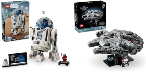 LEGO Star Wars R2-D2, Droide Steinen zum Sammeln, Bauen, Spielen und Ausstellen & Star Wars Millennium Falcon, Modell eines Sternenschiffs aus Star Wars